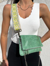 Green coco chain leather handbag