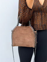 Taupe suede pocket bag