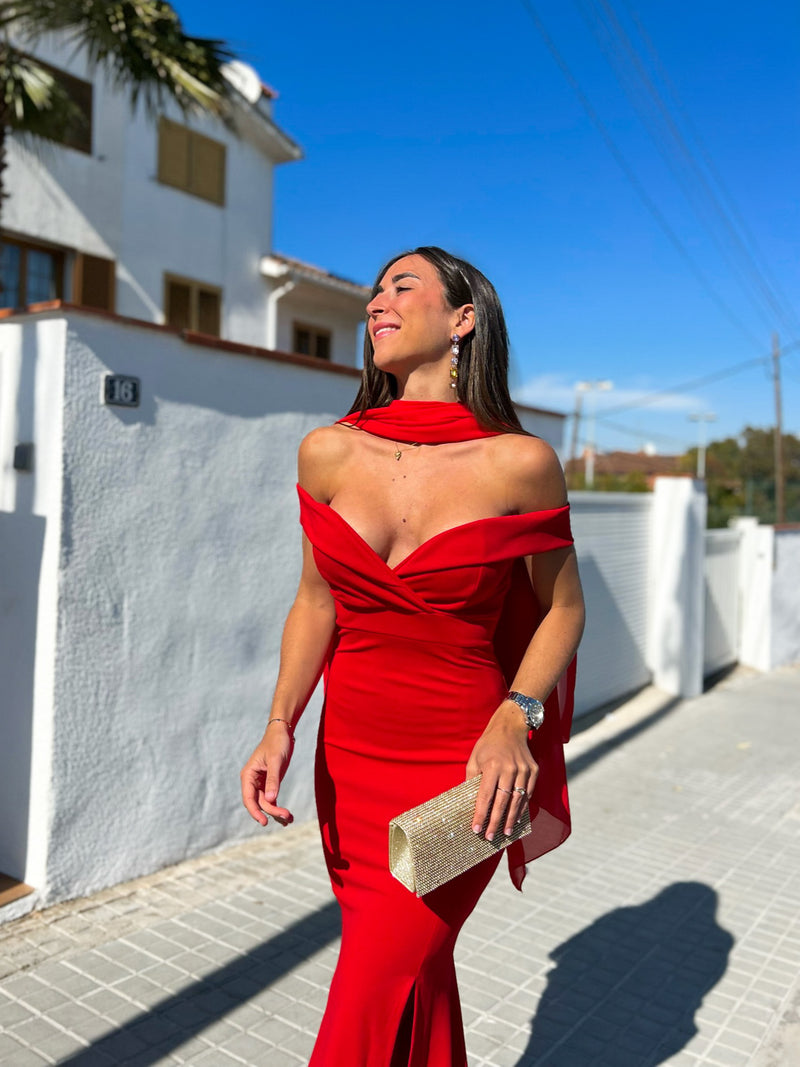 Red mermaid boat dress