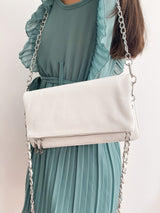 White leather chain bag