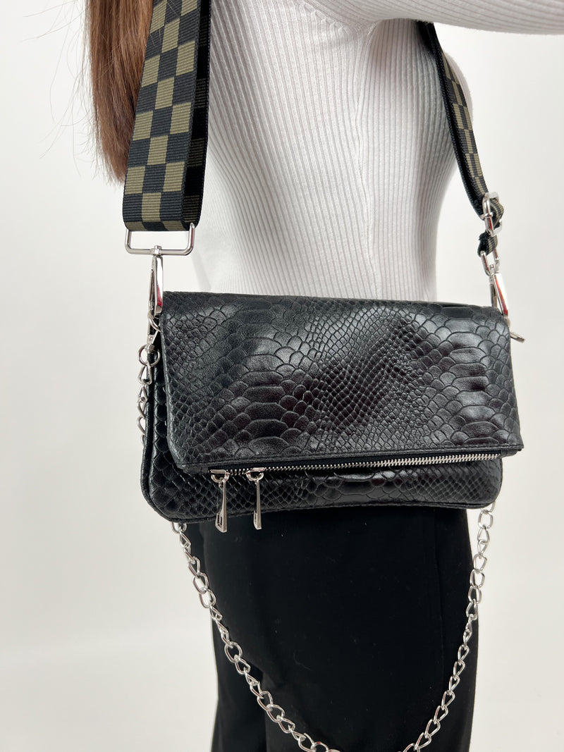 Black coco chain leather bag