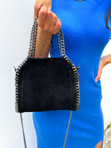 Black suede pocket bag