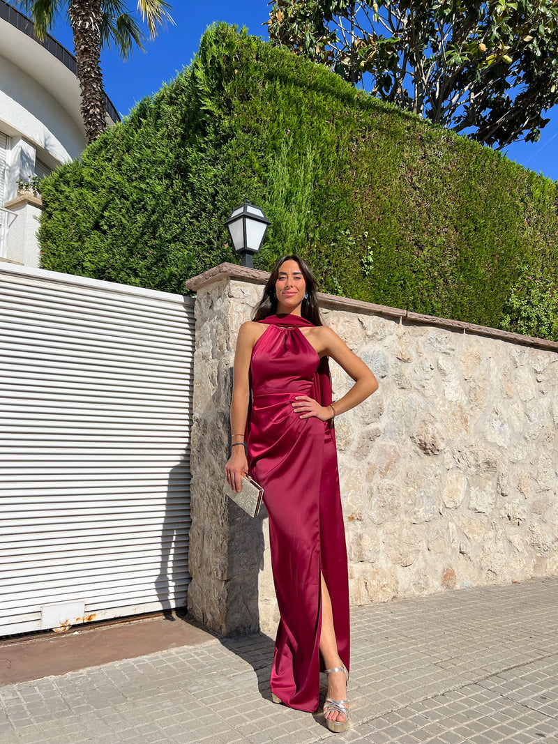 Burgundy halter tube dress