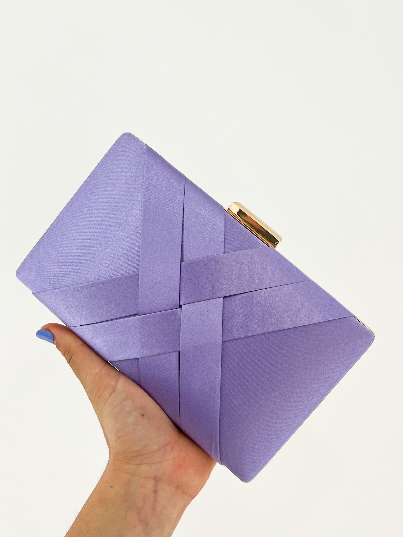 Lilac satin clutch