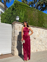 Burgundy halter tube dress