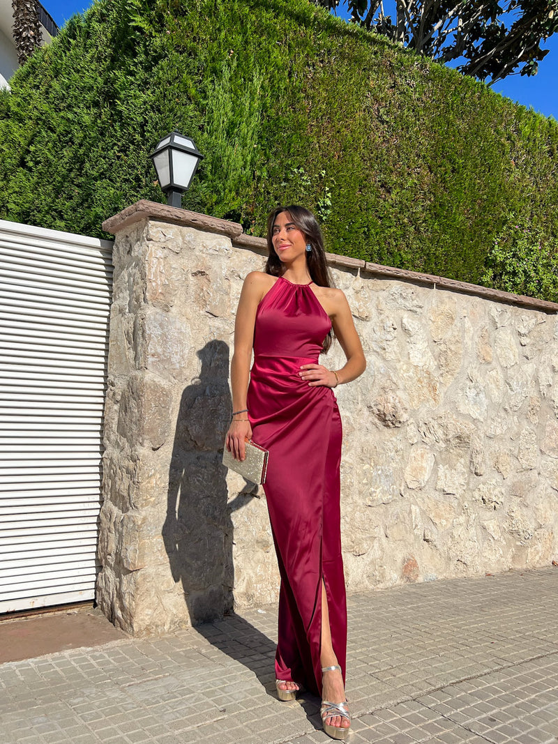 Burgundy halter tube dress