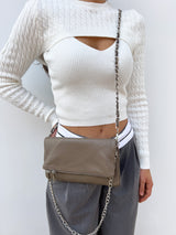 Taupe chain leather bag