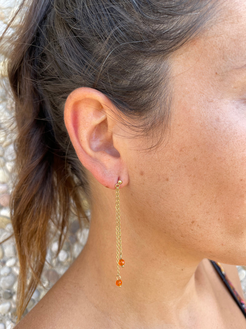 Drop earrings with orange stones