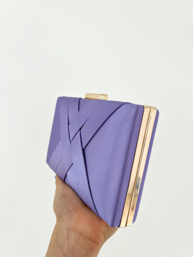 Lilac satin clutch