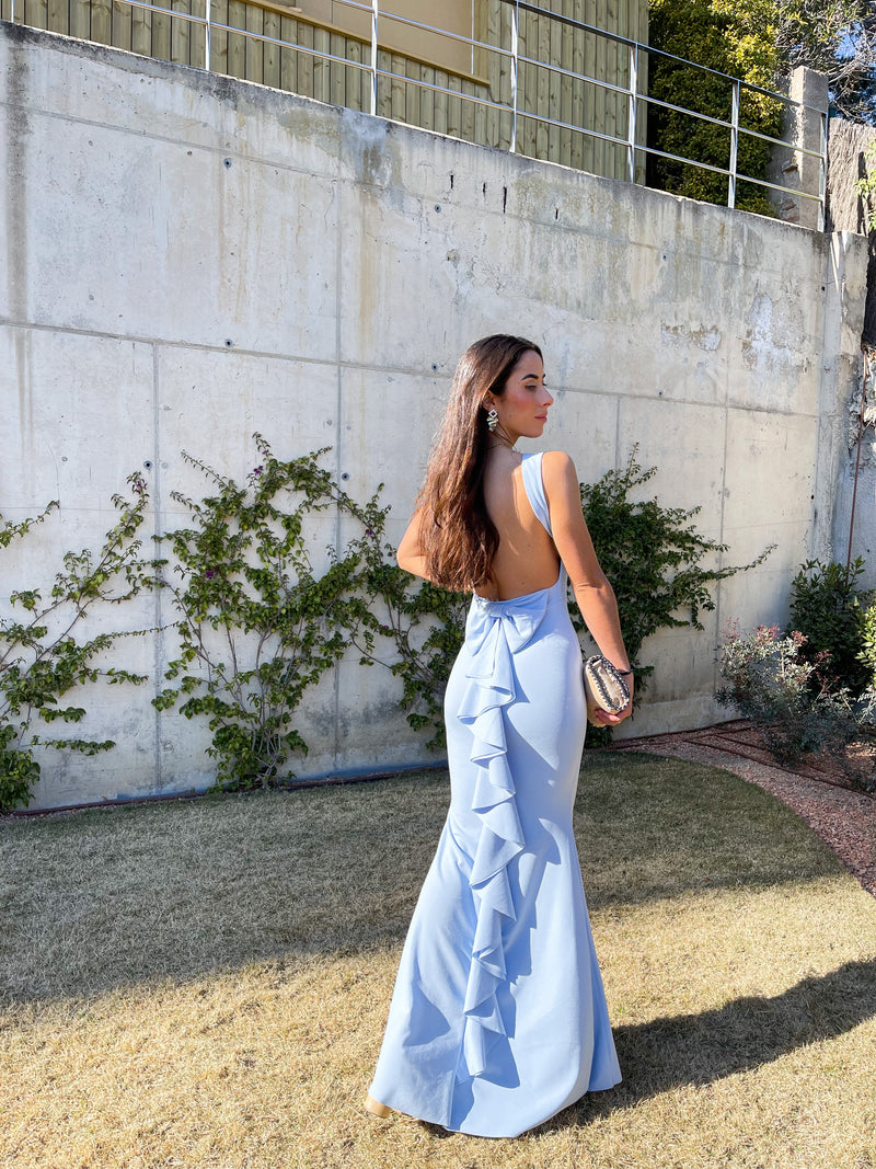 Long blue mermaid dress