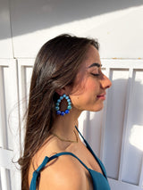 Blue oval earrings