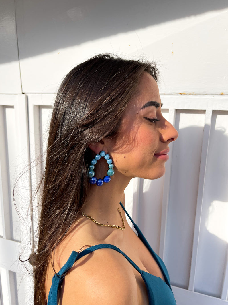 Blue oval earrings