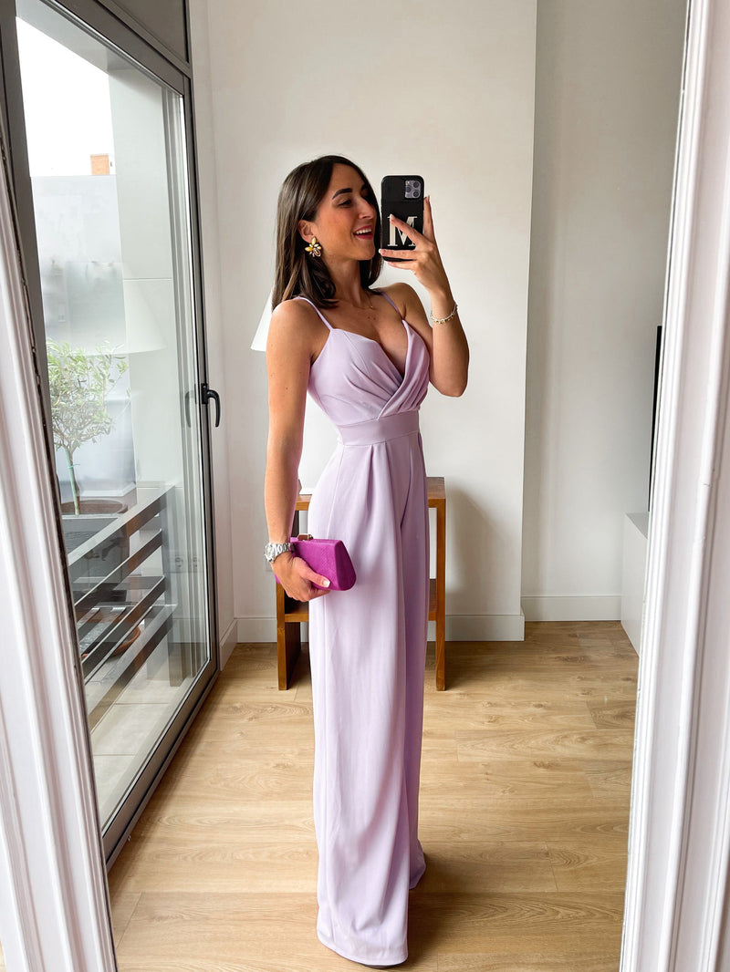 Lilac heart crepe jumpsuit