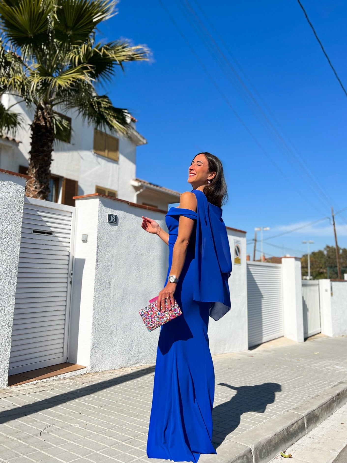 Blue chiffon cape shawl