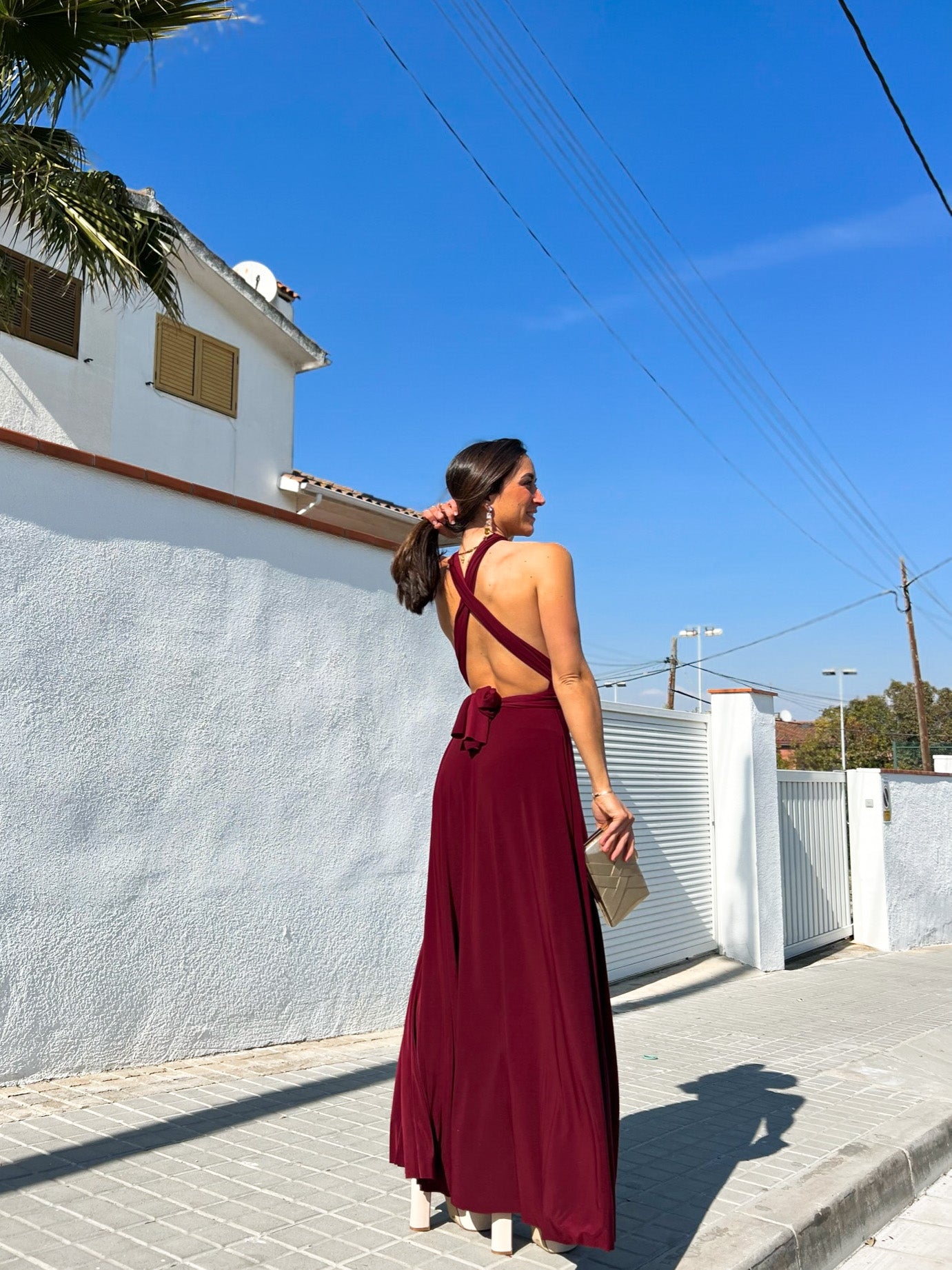 Long multi burgundy dress