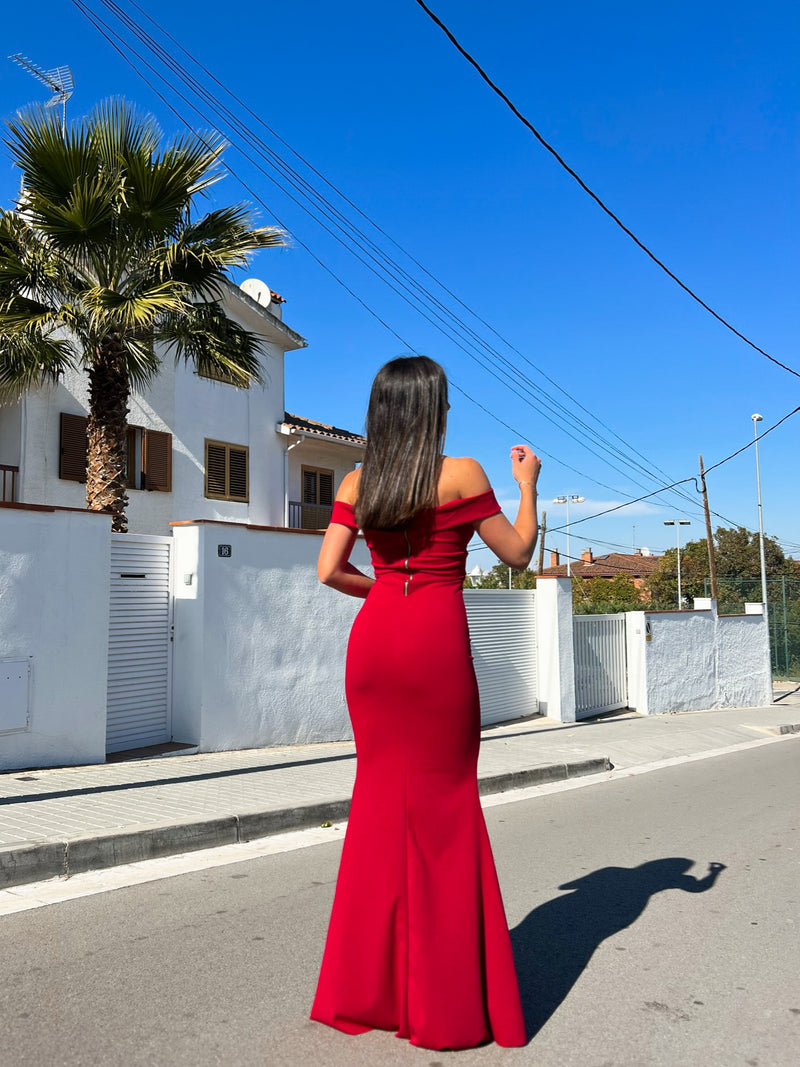 Burgundy mermaid boat dress