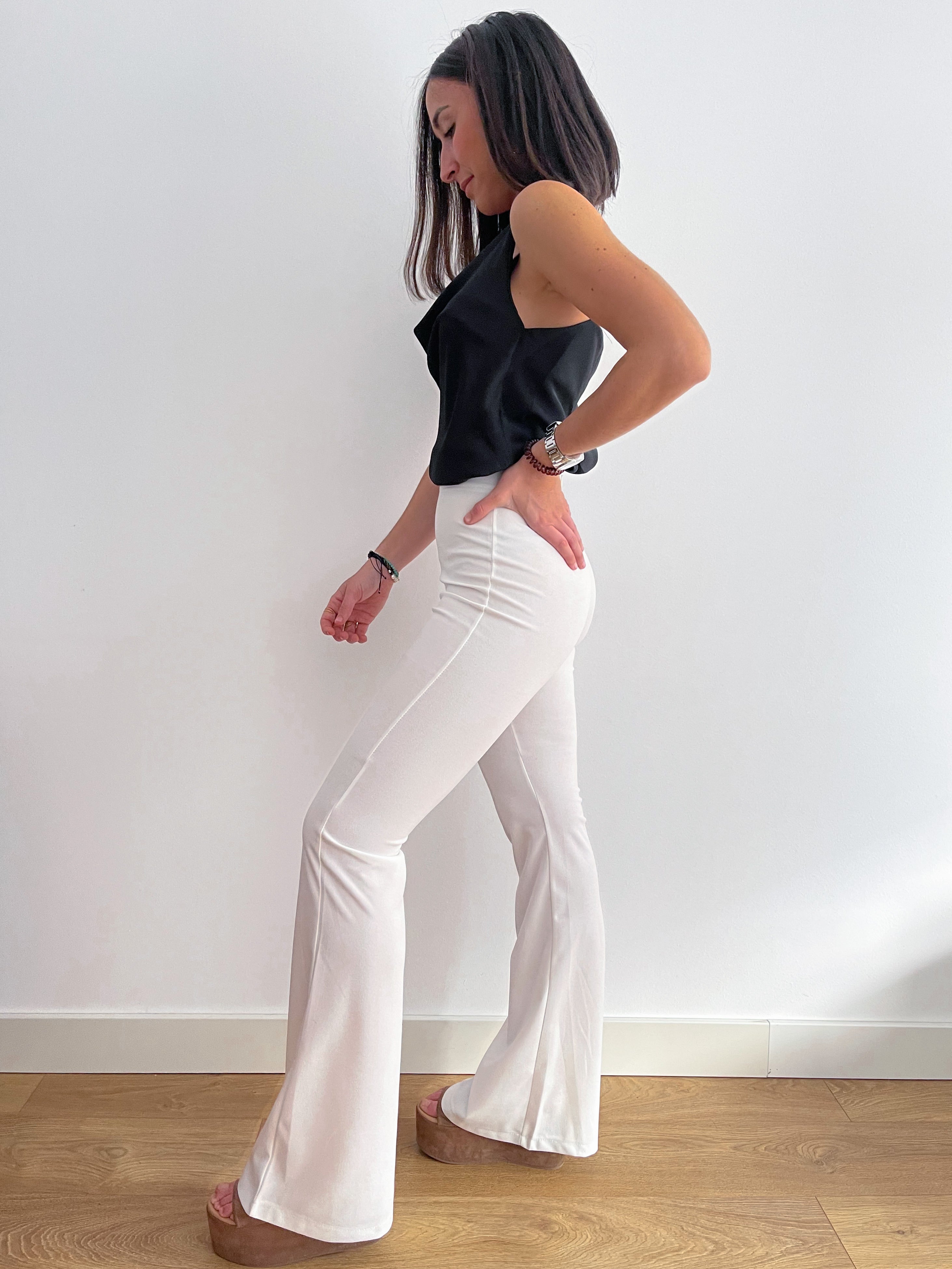 White bell-bottom pants