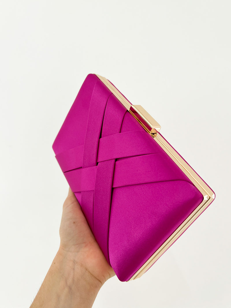 Pink satin clutch