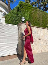 Burgundy halter tube dress