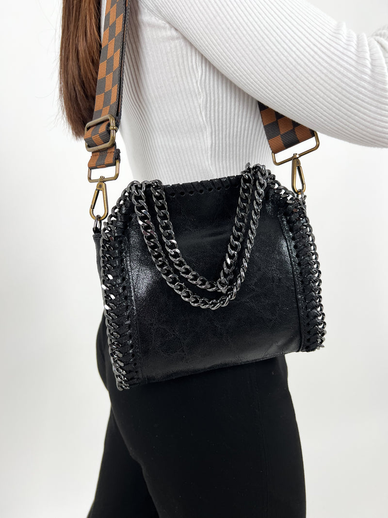 Black glossy pocket bag