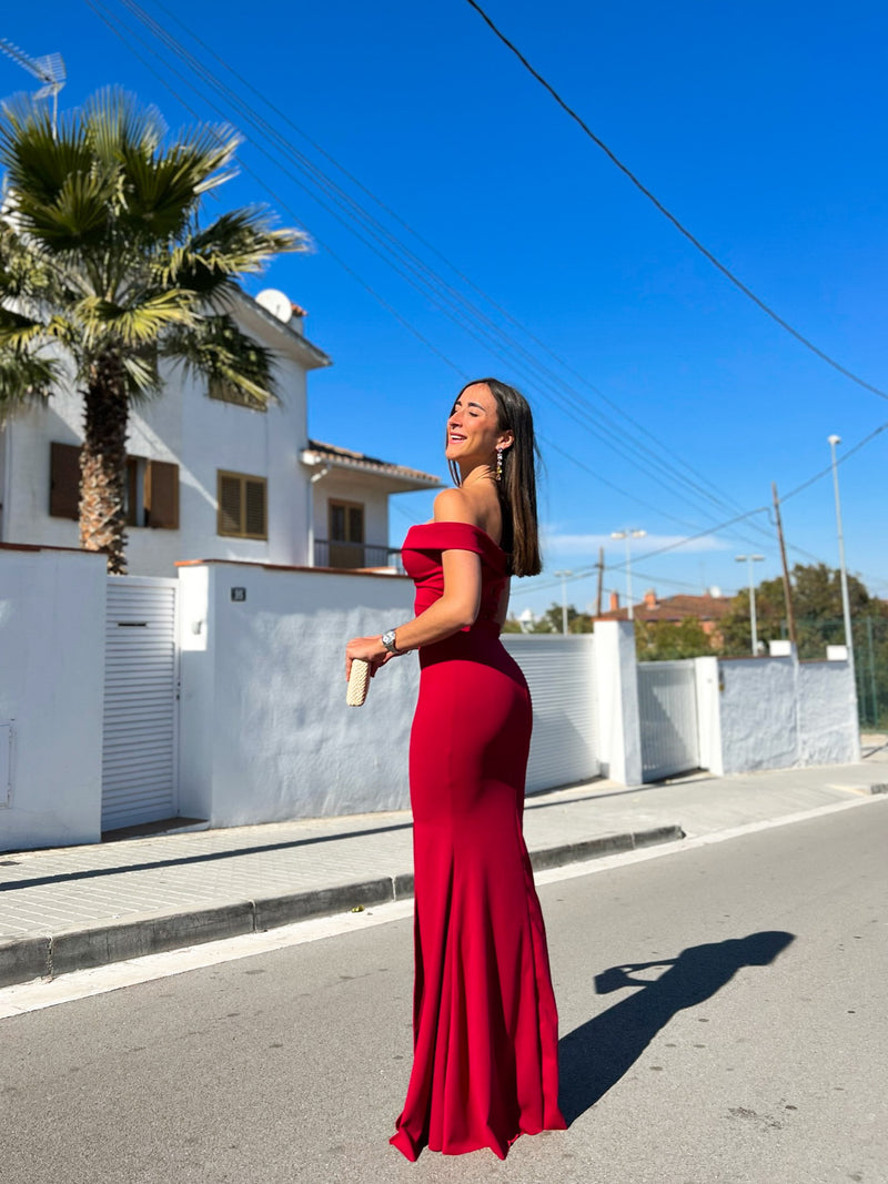 Burgundy mermaid boat dress