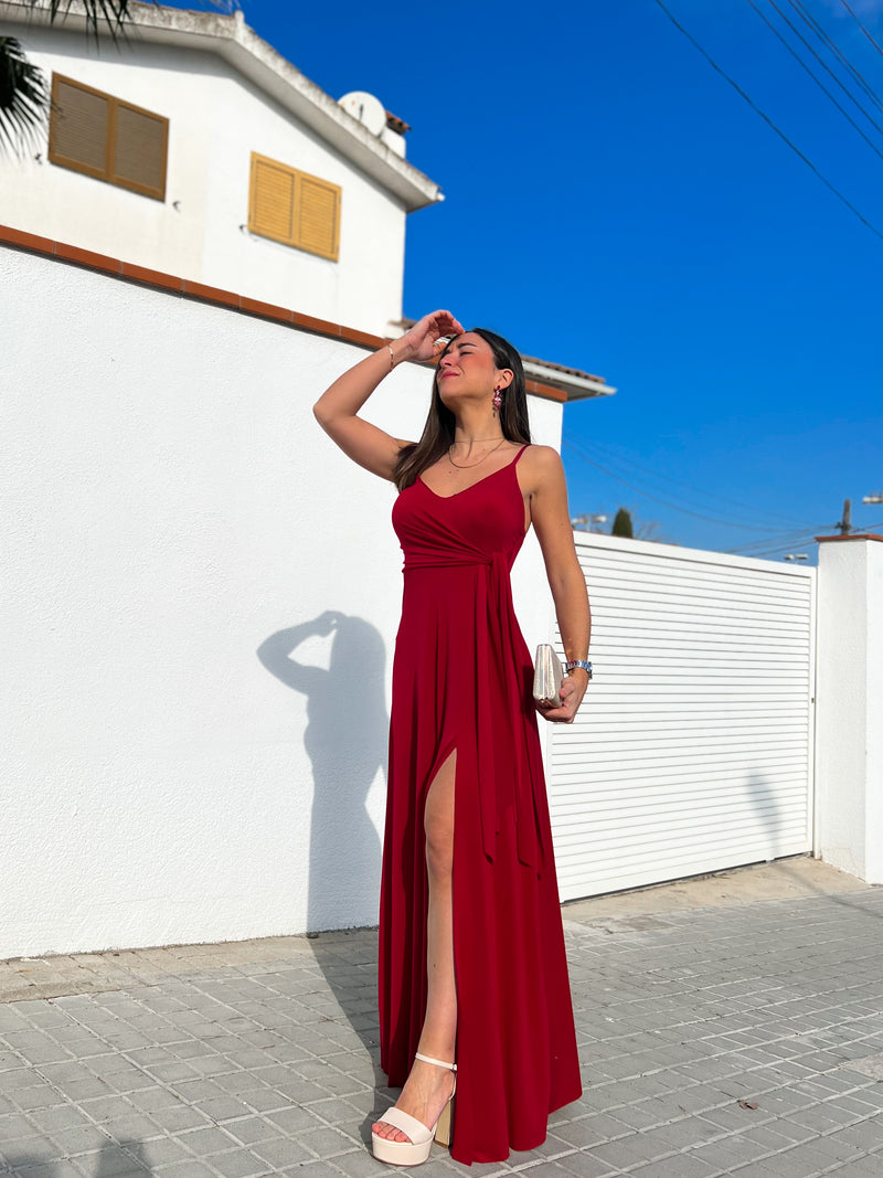 Burgundy peak bow dress