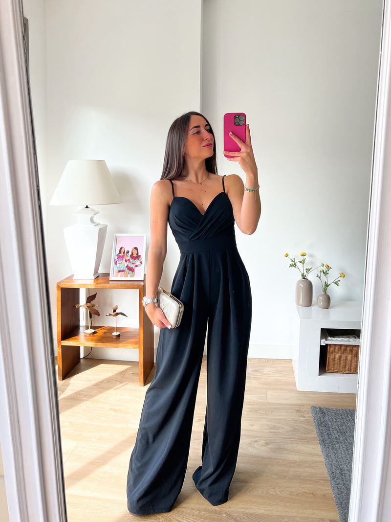 Black heart crepe jumpsuit