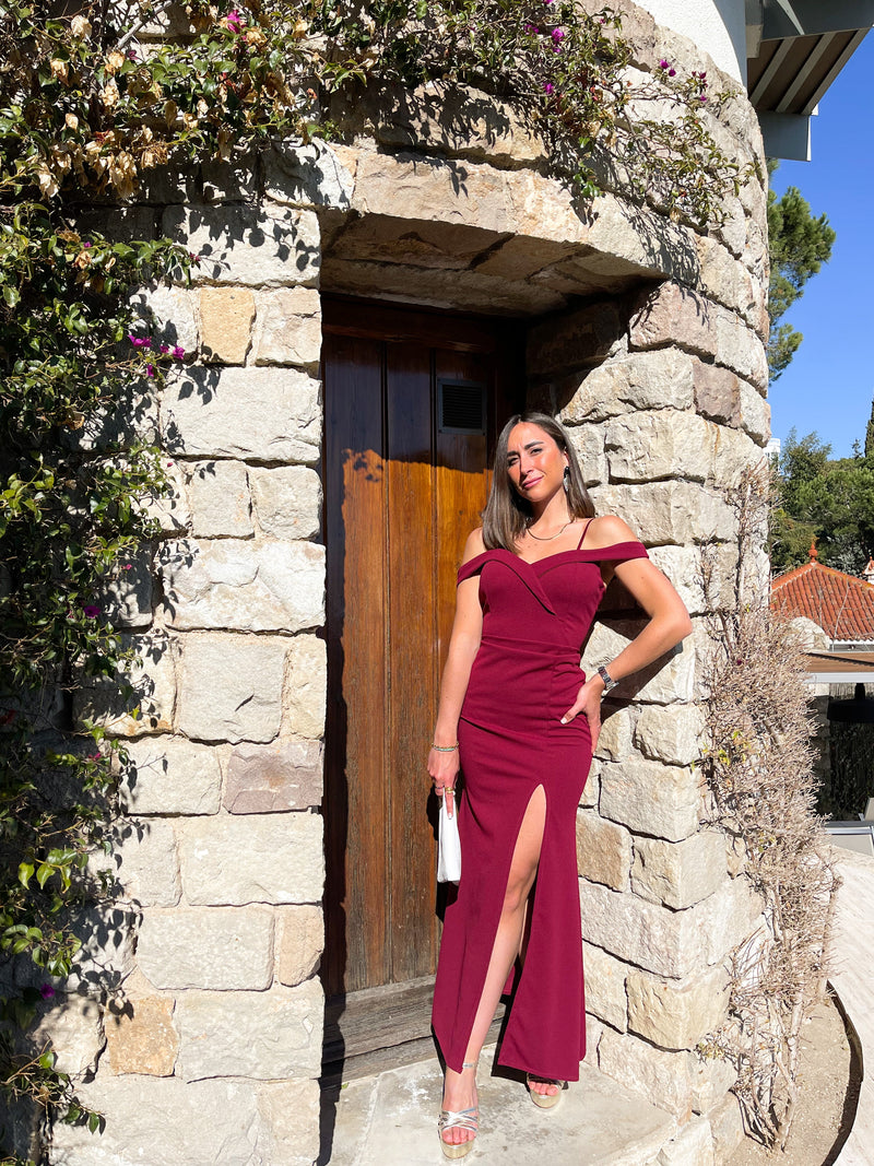 Burgundy fitted boat dress