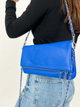 Vegan blue chain handbag