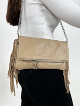 Brown fringed leather bag