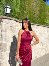 Burgundy halter tube dress