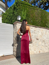 Burgundy halter tube dress