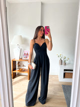 Black heart crepe jumpsuit