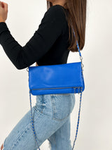 Vegan blue chain handbag