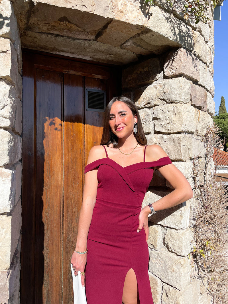 Burgundy fitted boat dress