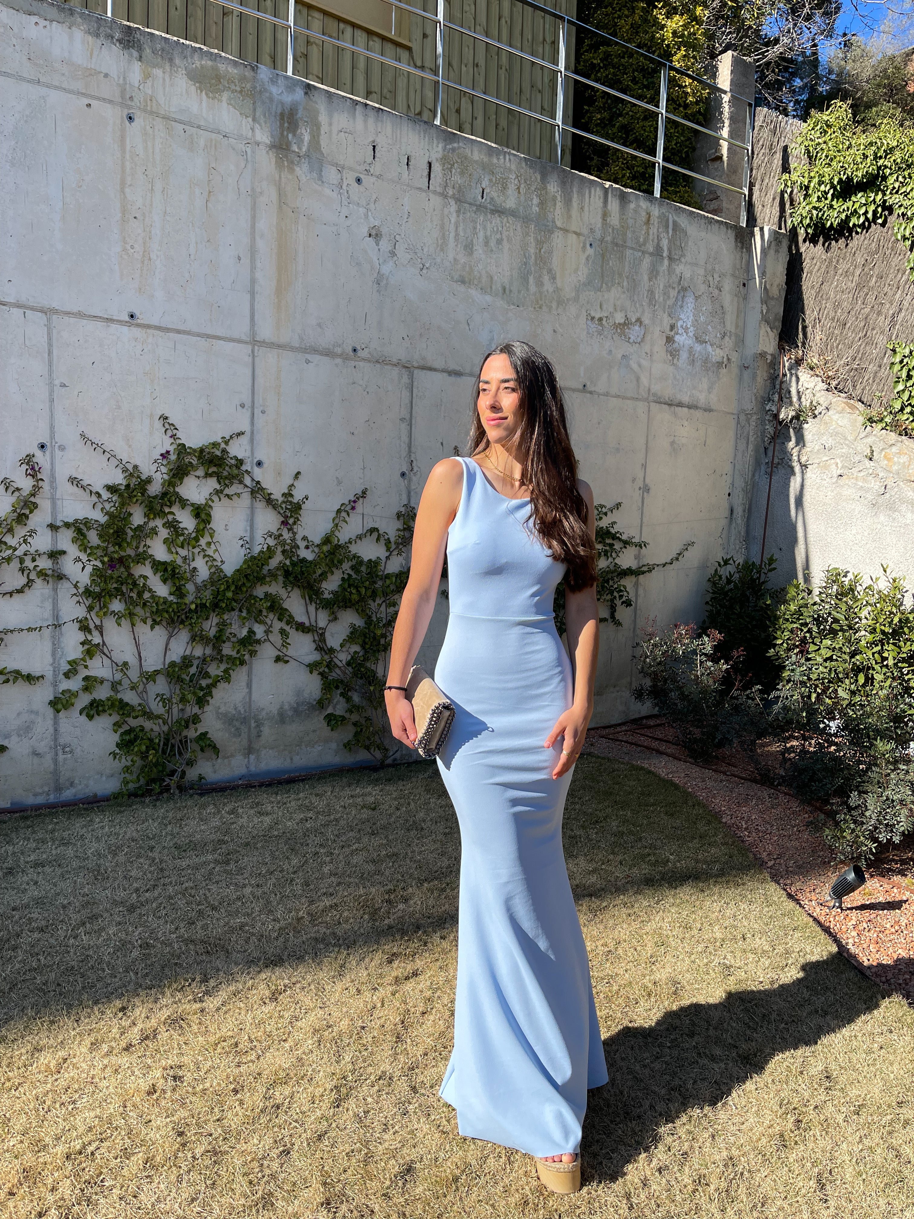 Long blue mermaid dress