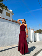 Long multi burgundy dress