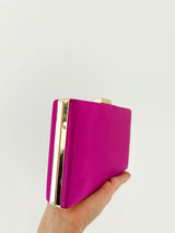 Pink satin clutch