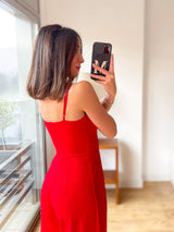 Red heart crepe jumpsuit