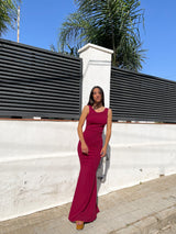 Long mermaid dress burgundy