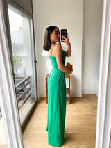 Green heart crepe jumpsuit