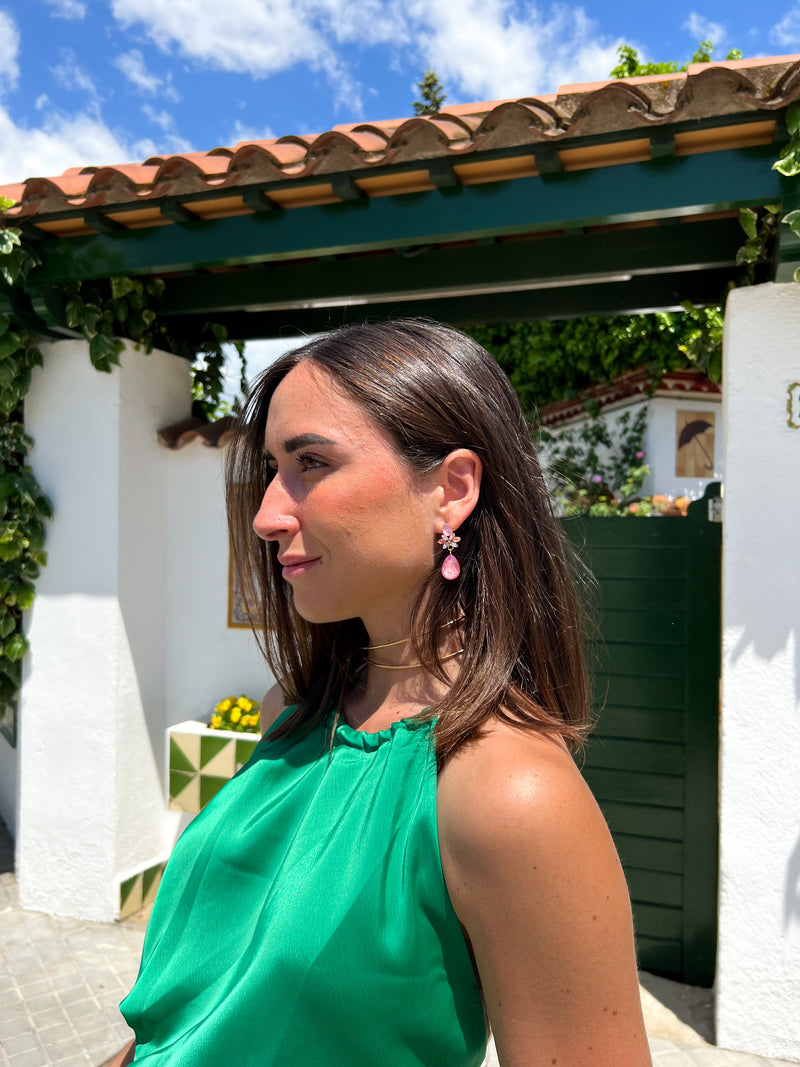 Salmon stone drop earrings