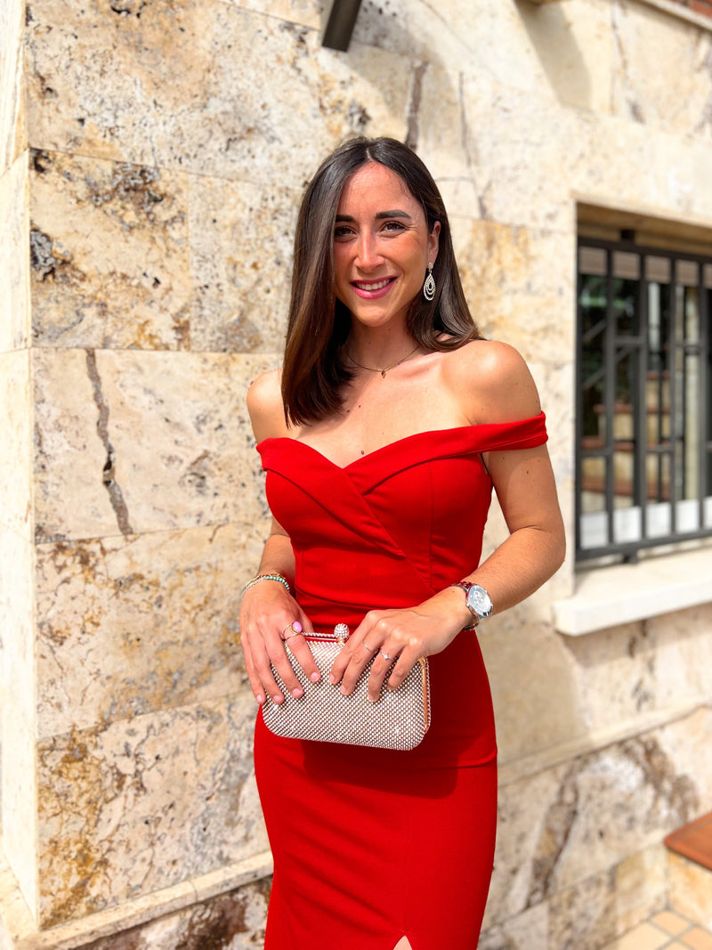 Red fitted boat dress