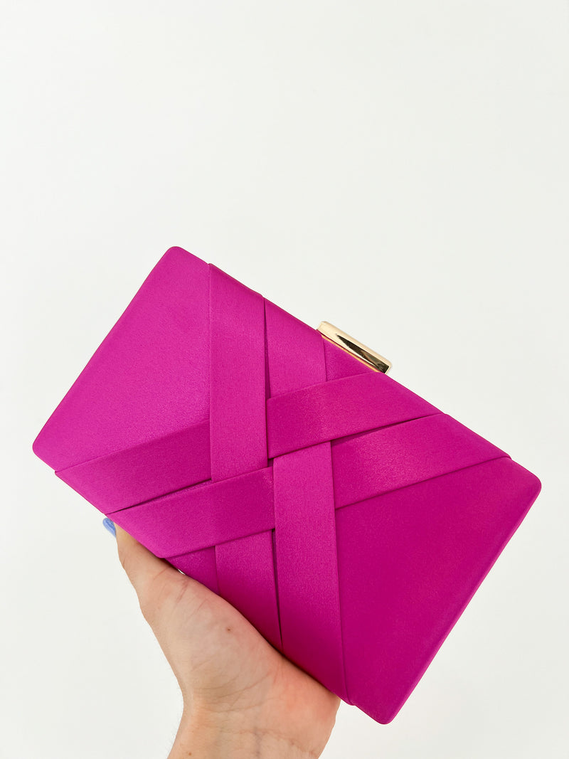 Pink satin clutch