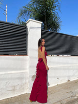 Long mermaid dress burgundy