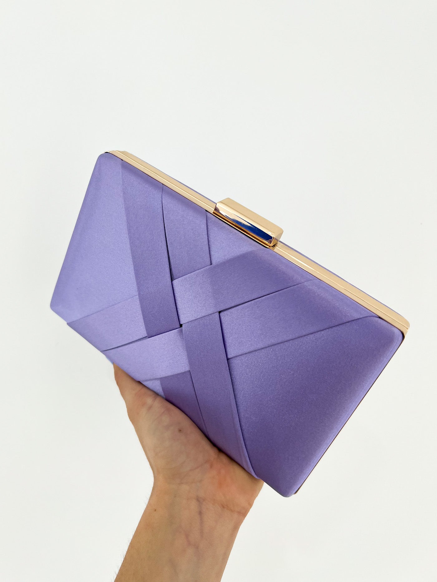 Lilac satin clutch