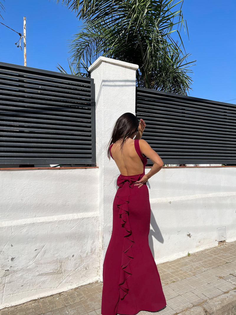 Long mermaid dress burgundy