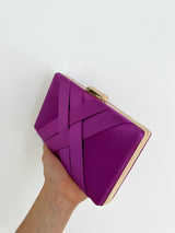 Purple satin clutch