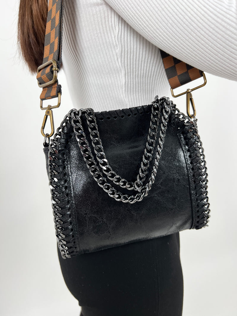 Black glossy pocket bag