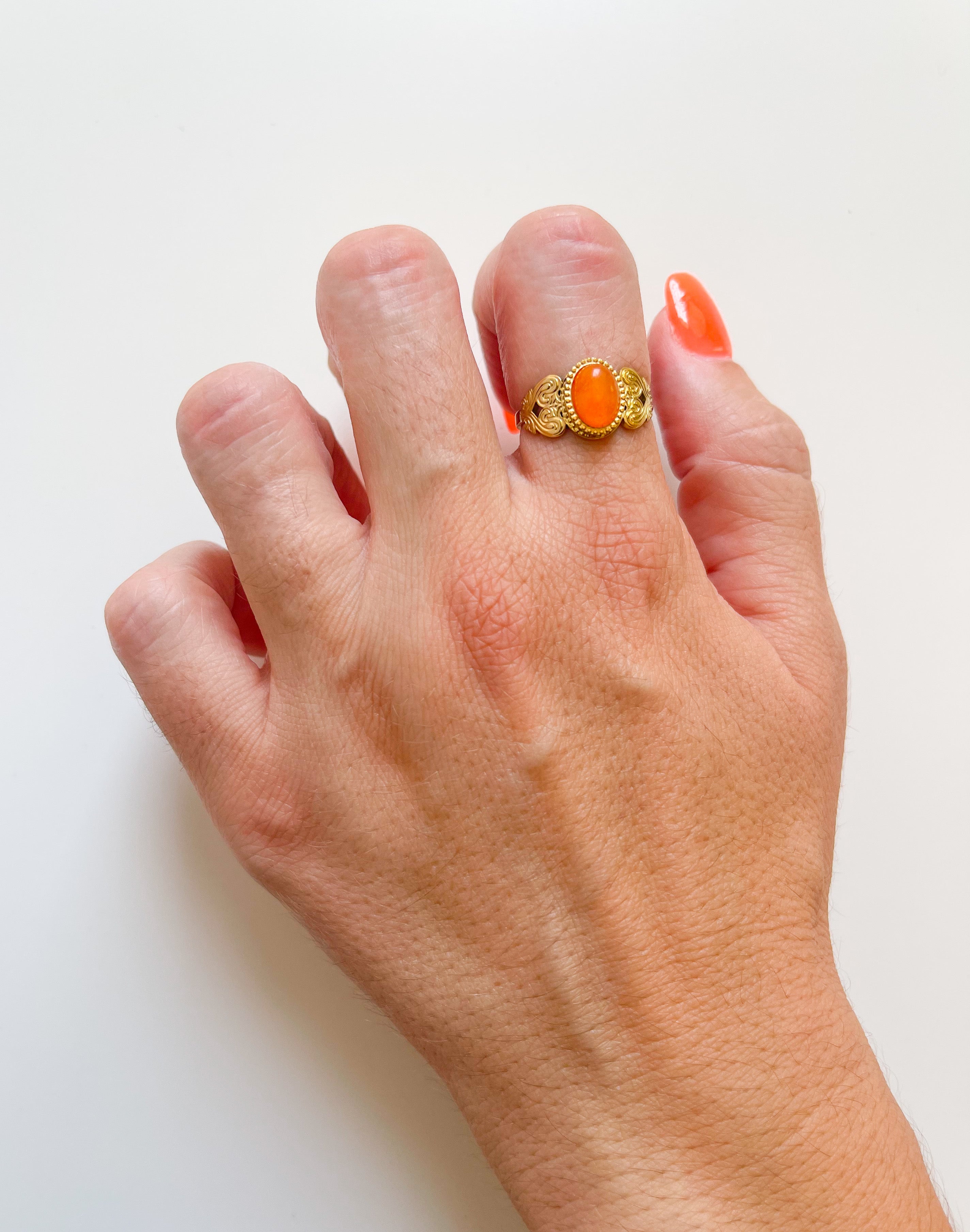 Golden orange stone ring